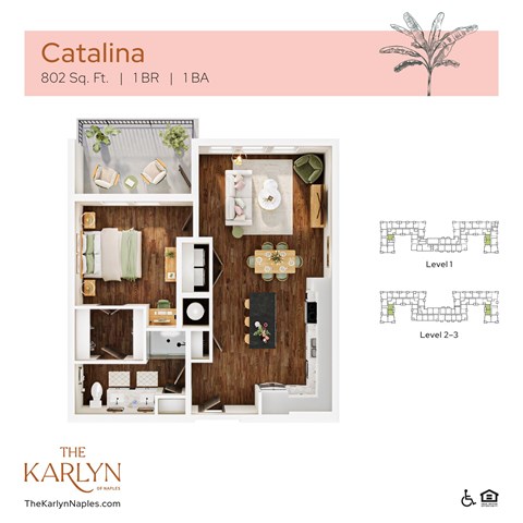 Floor plan for 1 bed, 1 bath, 810 sqft